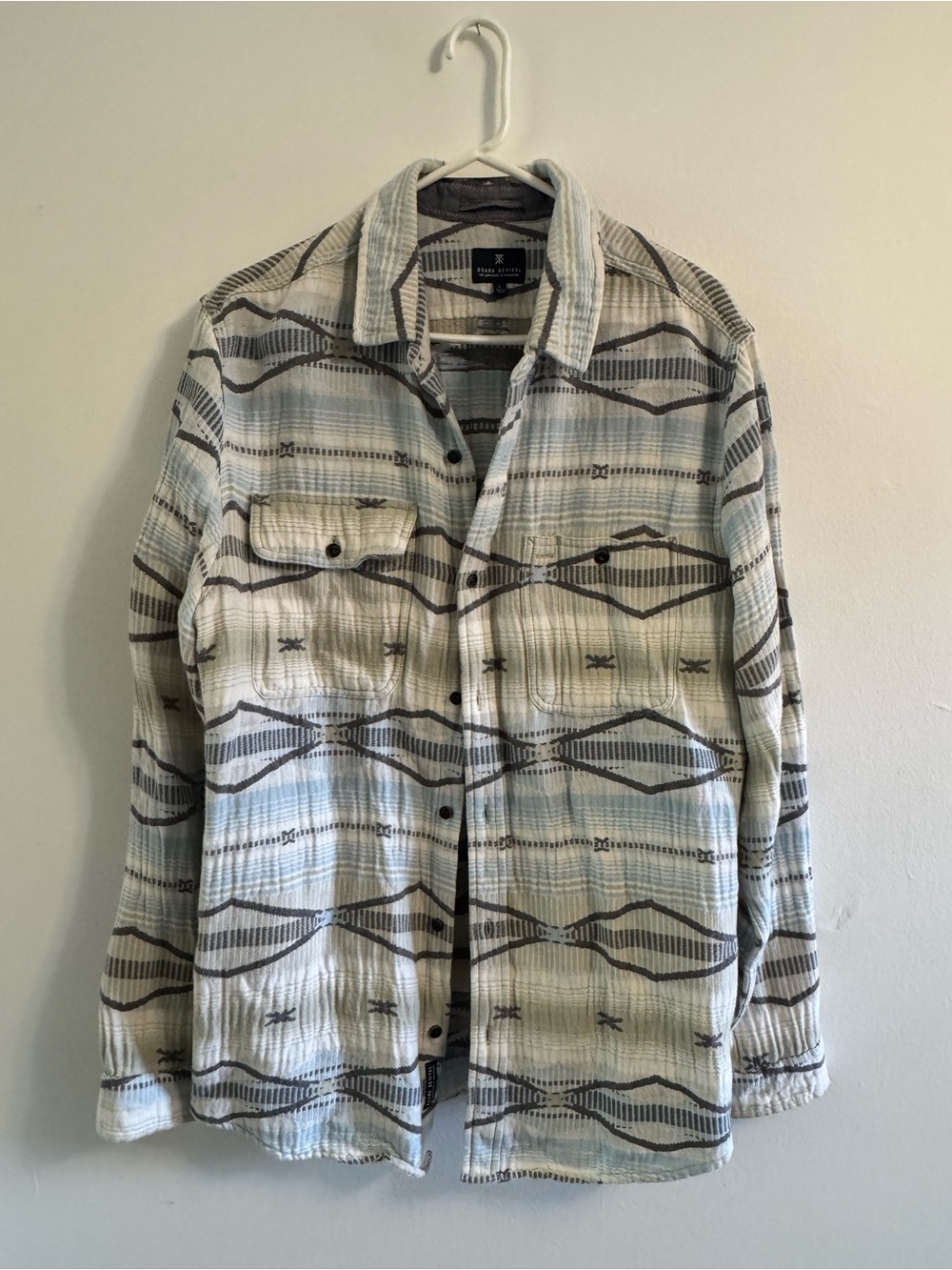Unknown Brand Men's Cream & Gray Patterned Button-Up Shirt